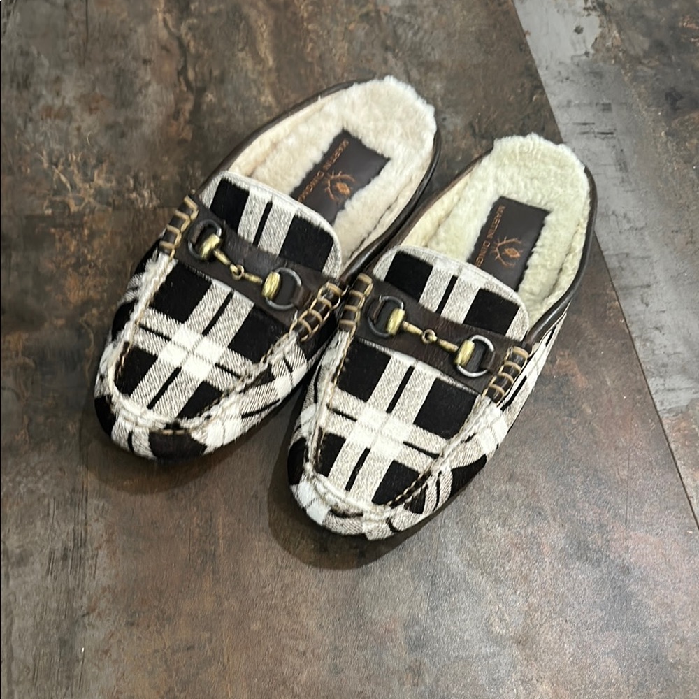 Plaid Faux Fur Lined Loafers.